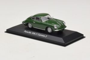 Porsche 356C Carrera 2 Mörkgrön Maxichamps 1:43 940062360 Metall — bild 3 av 5